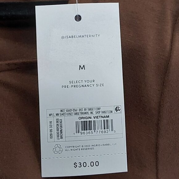 Long Sleeve Rushed Bodycon Maternity Dress | Isabel Maternity | Medium - Picture 9 of 10